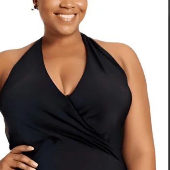 City Studio Black Plus Asymmetrical Midi Halter Dress - Picture 1 of 7